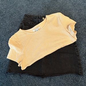 EUC black denim skirt